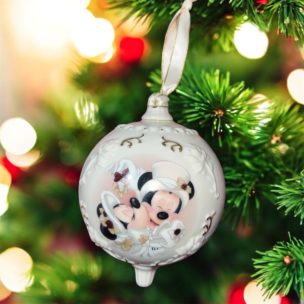 Vintage Disney Parks Victorian Mickey and Minnie Mouse Wedding Globe Ornament